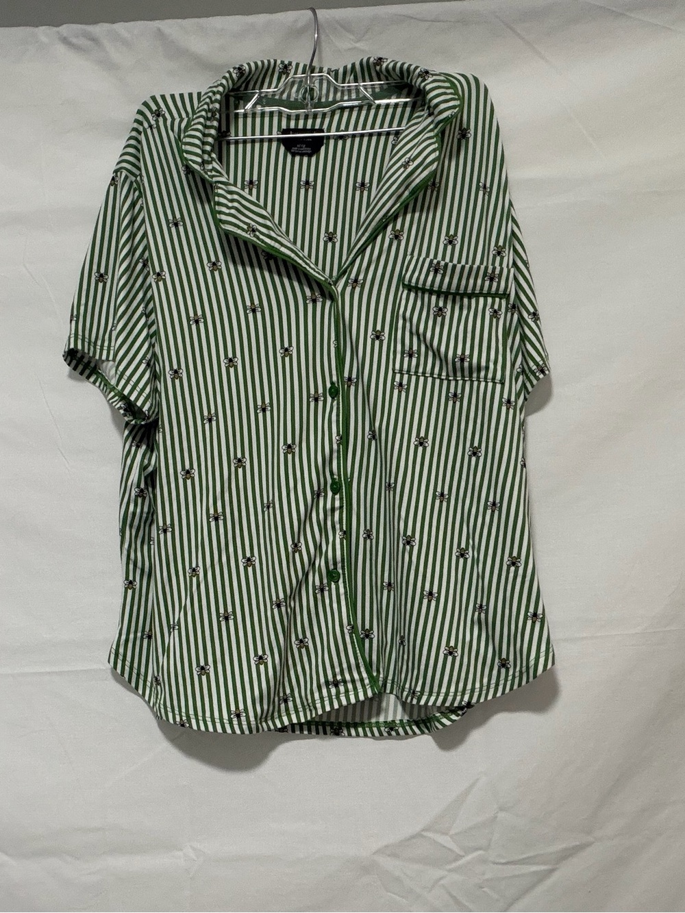 kate spade Green & White Striped Short-Sleeve Pajama Set with Bee Motif